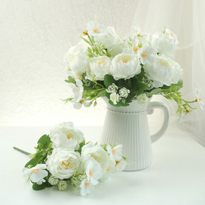 Ramo de peonías artificiales vibrantes de estilo europeo, flores artificiales para bonsái, accesorios de decoración para bodas y escenas - Product Image 3