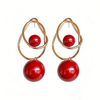 Nouvelles boucles d'oreilles pendantes tendance, plaquées or 18 carats, en alliage de zinc et acier inoxydable, forme cercle, grande perle, accessoire de fête pour femme