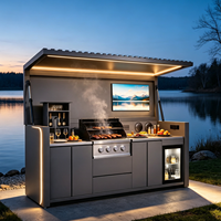 Cuisine extérieure modulable Space Capsule, poste de travail BBQ extérieur en acier inoxydable, armoire extérieure tout-en-un pour sites panoramiques