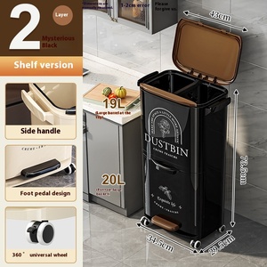 Nuovo Design facile da aprire pattumiera a doppio strato di grande capacità con coperchio di separazione a secco bagnato cestino della spazzatura da cucina - Product Image 6