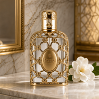 Flacon de parfum en verre facetté de style arabe élégant, en gros, avec capuchon en bois, haut de gamme, antique, sculpté, avec pulvérisateur à brume fine