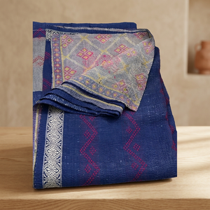 Couverture Kantha indienne haut de gamme MAYURI CREATIONS, réversible, en coton, brodée à la main, style vintage, 100TC, lavable - Product Image 2