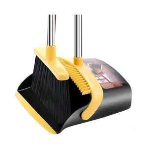 Atacado china grande longa vida útil poeira pan heavy duty metal vassouras dustpans conjunto para casa com alça longa vassoura magnética