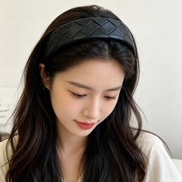Serre-tête large en cuir PU tressé personnalisé LRTOU, accessoires pour cheveux pour femmes