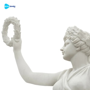 تمثال الإلهة فيكتوريا من الرخام الأبيض الطبيعي، تمثال مستوحى من منتصف القرن للحدائق والكنائس، منحوت يدويًا ومتين - Product Image 4