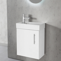 Meuble-lavabo mural moderne 400 mm, finition polie, porte simple, petit meuble de salle de bain, lavabo en MDF, charnières à fermeture douce