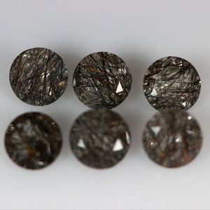 Pierres précieuses en rutile noir naturel, facettées, rondes, taille brillante, calibrées, pour la fabrication de bijoux, origine indienne - Product Image 1