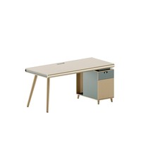 Ensemble bureau et chaise pour personnel, poste de travail quatre personnes, matériau PVC avec écran et boîte à câbles, design moderne et simple