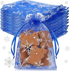Flocon de neige estampage à chaud Organza Sac de gaze Emballage cadeau de Noël avec design Eugen élégant - Product Image 4