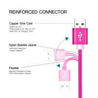 Cable de Carga de Nailon de Alta Calidad 2026, Cable USB V8 Trenzado para Transferencia de Datos para Teléfonos Inteligentes