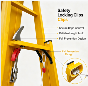 Escalera Telescópica A-Frame Aislada <span class=keywords><strong>de</strong></span> FRP <span class=keywords><strong>de</strong></span> 39.4 pies, Escalera <span class=keywords><strong>de</strong></span> Fibra <span class=keywords><strong>de</strong></span> Vidrio Segura para Alta Tensión para Electricistas y Redes Eléctricas, Personalizable - Product Image 4