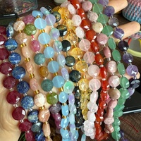 Perles en pierre naturelle œil de tigre facettées en gros, forme pièce de monnaie 10*5mm, en vrac pour la fabrication de bijoux DIY