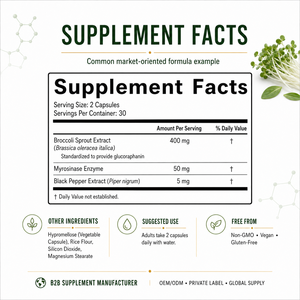 Capsules d'extrait de pousses de brocoli à base de sulforaphane – Antioxydant cellulaire pour la santé – Formule pour compléments alimentaires, étiquetage et emballage OEM - Product Image 3