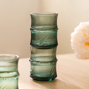 Vaso de Vidrio Moderno Estilo Bambú Verde, Diseño Segmentado Apilable, Capacidad de 260 ml, Libre de BPA, para Té con Leche, Cerveza, Bebidas Espumosas - Product Image 5
