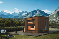 Ruang Sauna kayu Solid 2-8 orang, dapat disesuaikan, ruang Sauna luar ruangan Modern kelas atas
