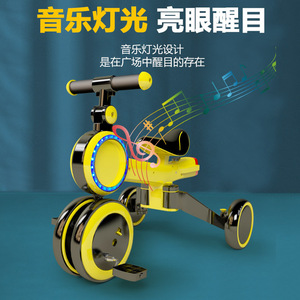 Triciclo para niños con música y luces, 63,5x30x47,5 cm, para niños de 2 a 4 años, bicicleta de equilibrio, bicicleta con pedales, patinete de juguete - Product Image 4