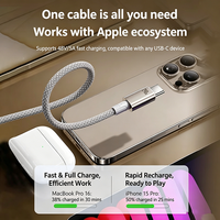 Câble USB-C vers USB-C 2 mètres 100W - Charge rapide - Compatible avec les smartphones et tablettes USB-C - Conception en nylon tressé durable - Fabriqué en Chine