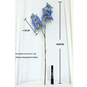 <span class=keywords><strong>Fiori</strong></span> Artificiali Realistici a 2 Teste in <span class=keywords><strong>Lilla</strong></span> Blu e Bianco per Centrotavola, Matrimoni, Feste e Decorazioni Domestiche - Product Image 5