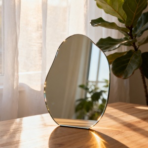 Custom Irregular Shape Frameless Wall <b>Mirror</b> Asymmetric Pebble Teardrop Beveled Edge for Bathroom Bedroom Wall Decor - Product Image 1