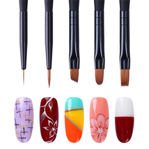Ensemble de pinceaux à ongles en nylon avec manche en plastique, pinceaux inclinés, ronds, plats, pour dessin et décoration de gel pour manucure - Product Image 2