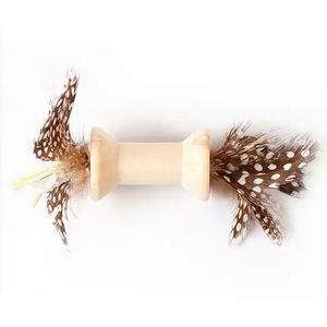Giocattolo per Gatti Interattivo con Doppia Punta in Piuma, Sostenibile, Colorato, in Legno, Stimola il Gioco - Product Image 4