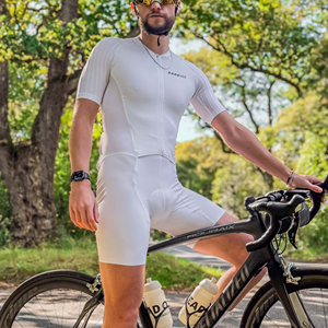 Darevie Nouvelle Combinaison de Cyclisme Aérodynamique Blanche Respirante Anti-UV à Manches Courtes pour Hommes avec Coussinet Wallone Élastique Interface Italie - Product Image 3