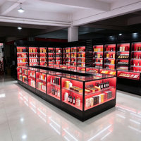 Vitrine de présentation verrouillable en verre pour magasin de tabac avec éclairage LED et vision améliorée