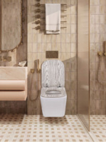 Siège de toilette carré ultra fin de 18 pouces en MDF mat avec peinture à effet bois