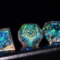 Ensemble de dés en résine Udixi à logo personnalisé, polyédriques, pour RPG, Donjons et Dragons, à bords tranchants, motif de tableau magique