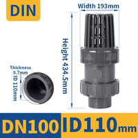 Vannes de retenue industrielles manuelles en plastique UPVC H DIN Standard 3/8, vannes de fond pour eau à température moyenne, garantie 1 an