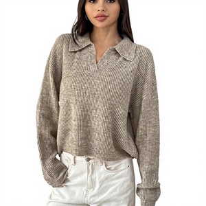 Pull sans manches col roulé vintage de haute qualité, couleur unie, en tricot, avec logo frontal, pour printemps-automne, Bangladesh - Product Image 4