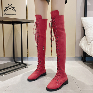 Taglie forti da donna donna inverno Sexy sopra il <span class=keywords><strong>ginocchio</strong></span> stivali con cerniera con tacco <span class=keywords><strong>alto</strong></span> <span class=keywords><strong>alto</strong></span> a punta tonda con tacco <span class=keywords><strong>alto</strong></span> <span class=keywords><strong>al</strong></span> <span class=keywords><strong>ginocchio</strong></span> - Product Image 4