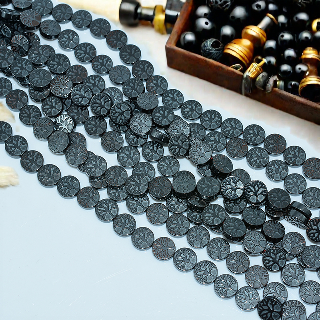 Wholesale DIY Jewelry Making Beads-Natural Hematite Tree of Life Charm Gemstones