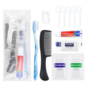 Kit d'articles de toilette d'hôtel biodégradables écologiques blancs, comprenant savon, brosse à dents, et sac en papier de pierre portable avec logo - Product Image 1