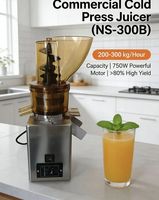 Juicer Masticating 750W untuk Pabrik, Juicer Cold Press Lambat dengan Lubang Masukan Ekstra Lebar