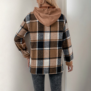 Prettysteps 2024 unisexe Vintage surdimensionné pull femmes <span class=keywords><strong>à</strong></span> manches longues <span class=keywords><strong>Plaid</strong></span> <span class=keywords><strong>sweat</strong></span> avec <span class=keywords><strong>capuche</strong></span> tricoté polaire pour l'hiver - Product Image 3