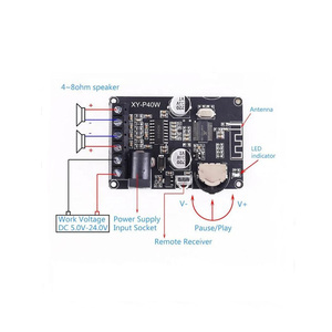 XY-P40W Stereo Blvetooth <b>Amplifier</b> Board, 30W/40W High Power Digital Audio Module, DC 12V/24V for <b>Speaker</b> - Product Image 4