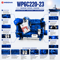 Moteur diesel SCDC Weichai WP6C Série WP6C220-23 à haute performance turbocompressée et refroidie par air pour systèmes de bateaux de travail offshore