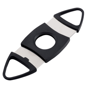 Double Bladed Stainless Steel Cigar Cutter Black Mini Portable Triangle Shape Bulk Specification - Product Image 1