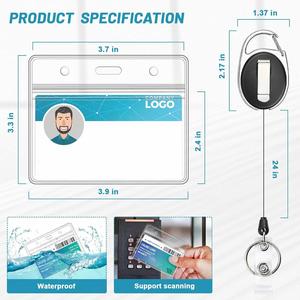 Cross Border Reusable Transparent Zinc Alloy <b>ID</b> Card <b>Holder</b> Easy Pull Retractable Buckle Waterproof Portable Metal Hook Lanyards - Product Image 3