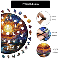 Puzzle en bois personnalisé OEM Galaxie Cosmique avec tirelire, forme irrégulière, cadeau anti-stress pour adultes
