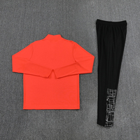 Ensemble d'entraînement de football personnalisé Orange : Haut et pantalon à manches longues, demi-zip, en polyester, séchage rapide, pour équipe sportive