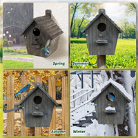 Nichoir pour oiseaux en bois de paulownia coloré style DIY fait à la main avec éclairage pour petits oiseaux Cage suspendue Décoration de jardin extérieur