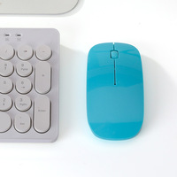 Mouse optik nirkabel 2.4G ultra-tipis, Mouse optik nirkabel BT dengan Logo yang dapat disesuaikan versi baterai AA terlaris dari pabrik LED USB Mini