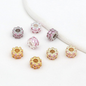 Zircon Barrel <b>Beads</b> 14k Gold Silver Plated Double Layer <b>Large</b> Hole DIY Jewelry Accessories For Bracelet Necklace Making - Product Image 2