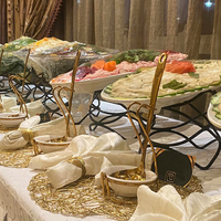 XINGPAI Fournitures Hôtelières Ensemble de Service Buffet Acier Inoxydable 304 Station Chauffe-Soupe Debout Soupière en Céramique Louche Dorée