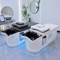 Lit de lavage capillaire haut de gamme en fibre de verre avec fonction de massage par circulation d'eau et design thaïlandais pour salons de coiffure