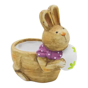 定制批发花园家居复活节装饰可爱动物兔子陶瓷花盆
