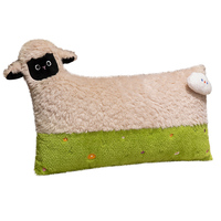 Coussin lombaire carré au design mignon de mouton, en tissu peluche doux, garnissage haute résilience, couleur et design personnalisables pour lit, repos et maison