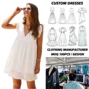 China Fabbrica OEM Nuovo Disegno del Bicchierino di Estate <span class=keywords><strong>Bianco</strong></span> <span class=keywords><strong>Vestito</strong></span> Volant di Pizzo - Product Image 1